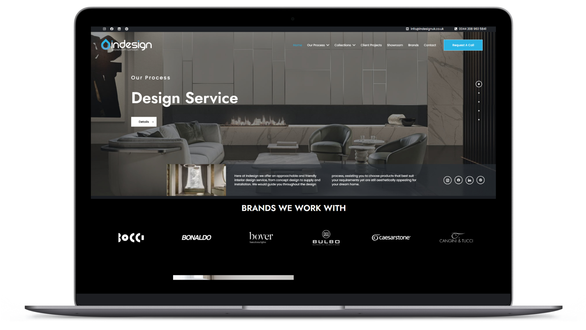 The rebuilt InDesign UK website shown on a laptop
