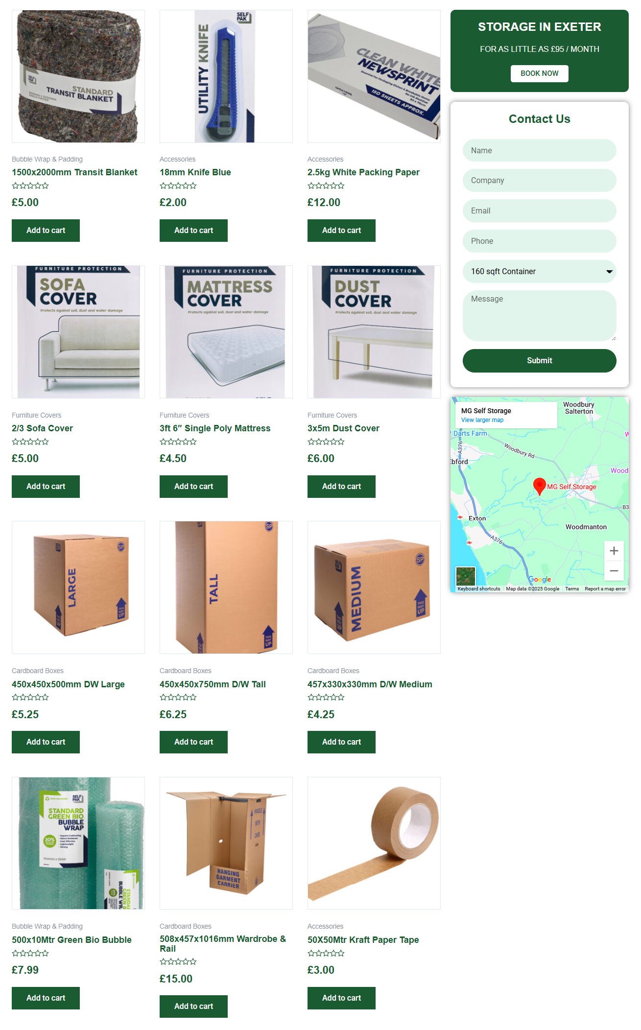 Box Shop on MGSELFSTORAGEEXETER