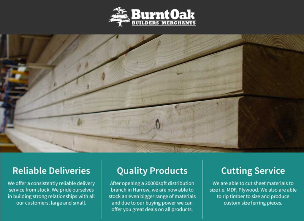 Burnt Oak Timber new Shopify website