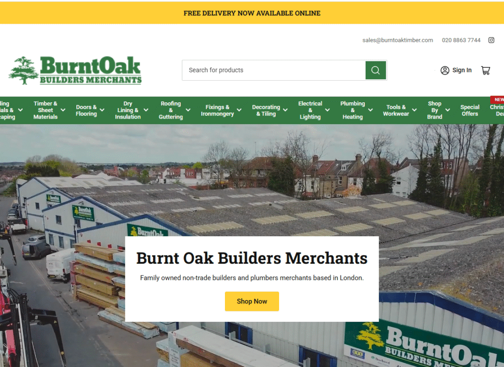 Burnt Oak Timber new Shopify website