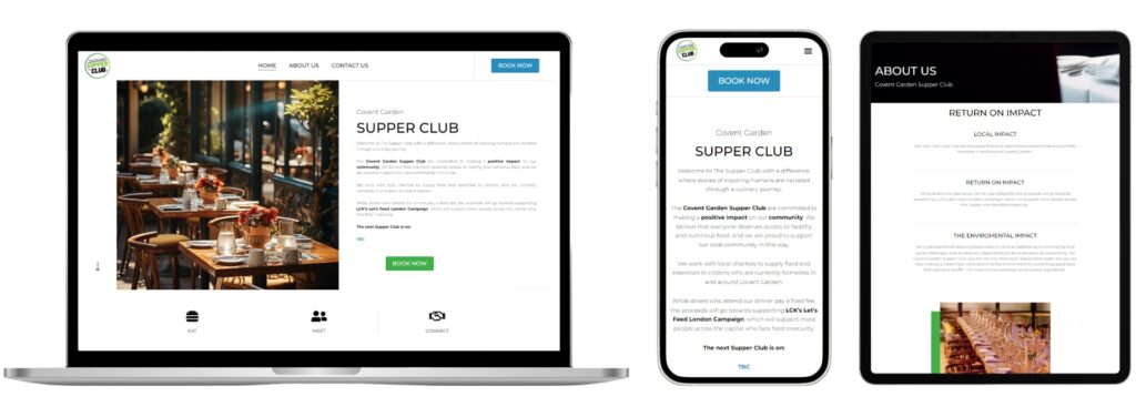 Covent Garden Supper Club new website