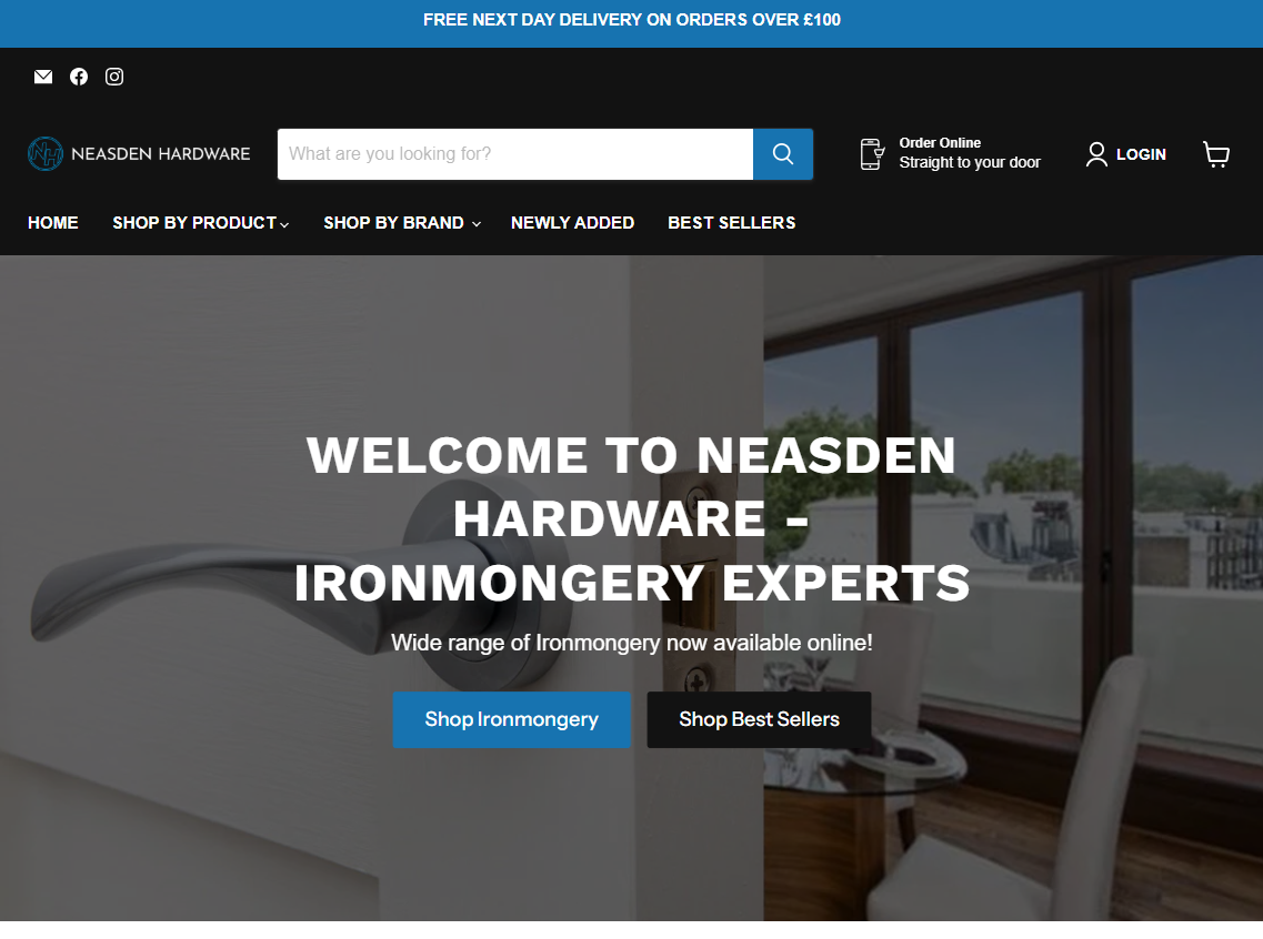 Neasden Hardware new website after the rebuild