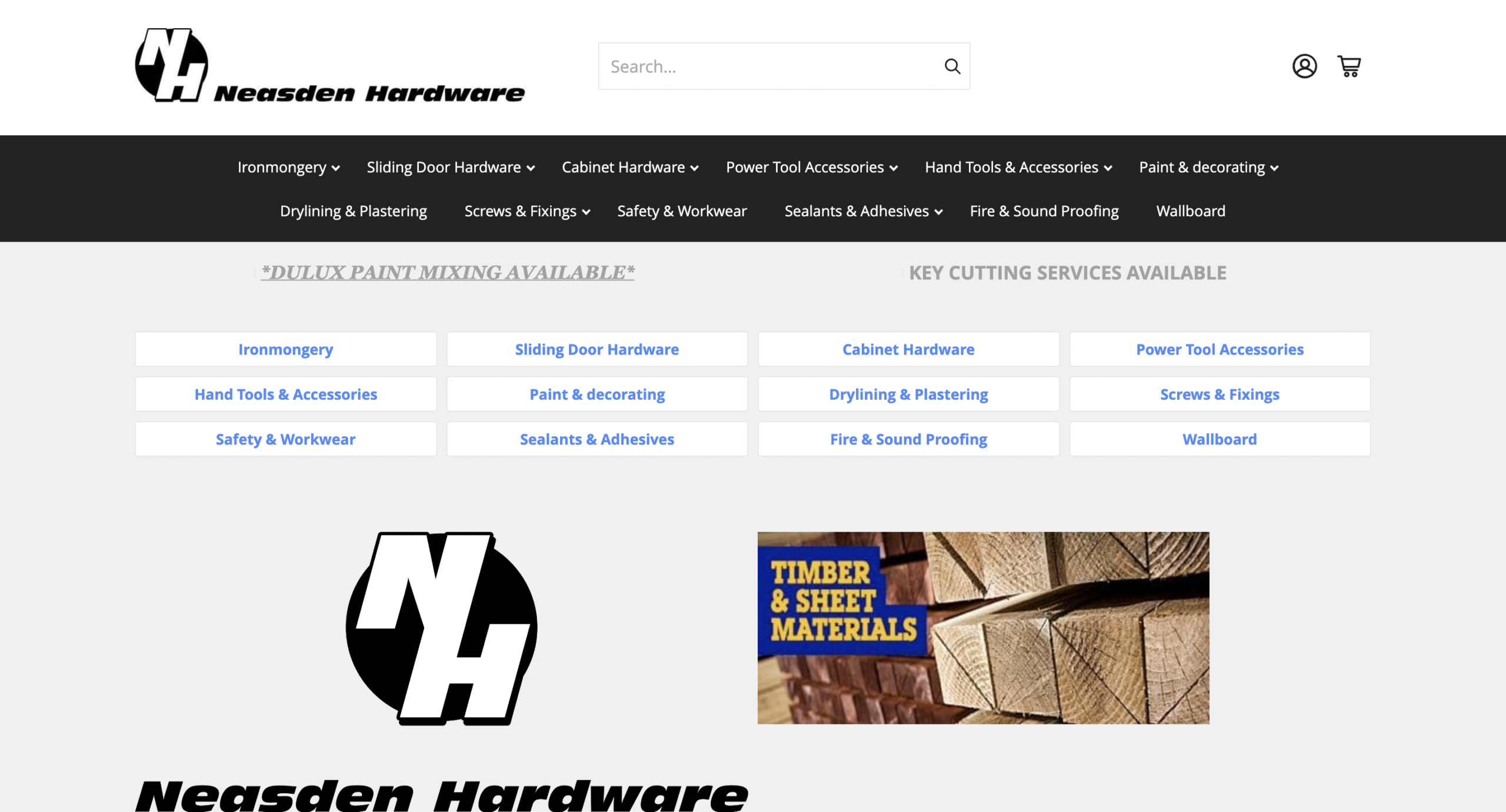 Neasden Hardware previous website before the rebuild