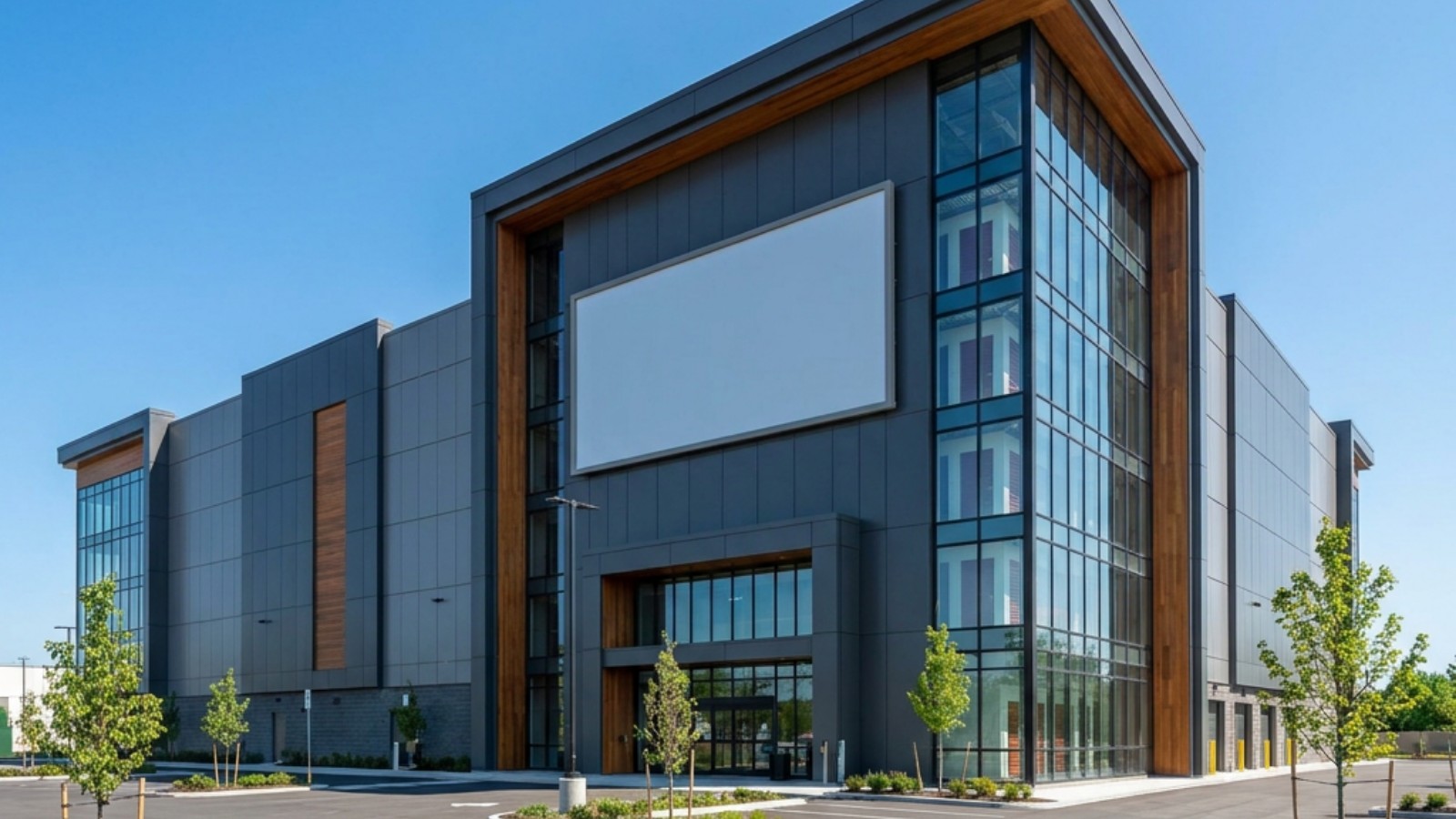 Modern self-storage building exterior