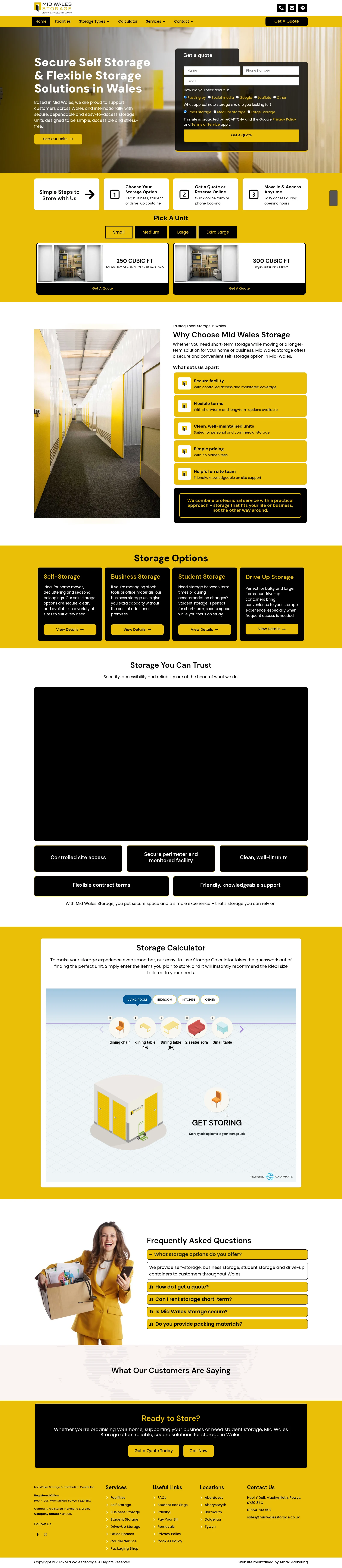 Full Mid Wales Storage homepage