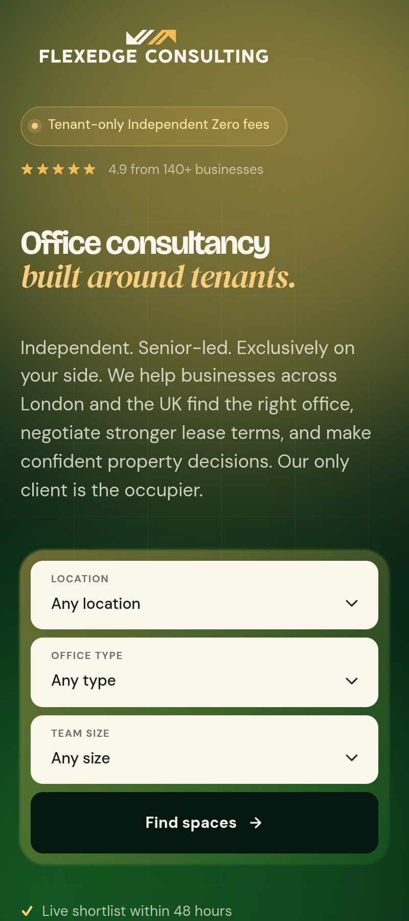 FlexEdge Consulting website on mobile