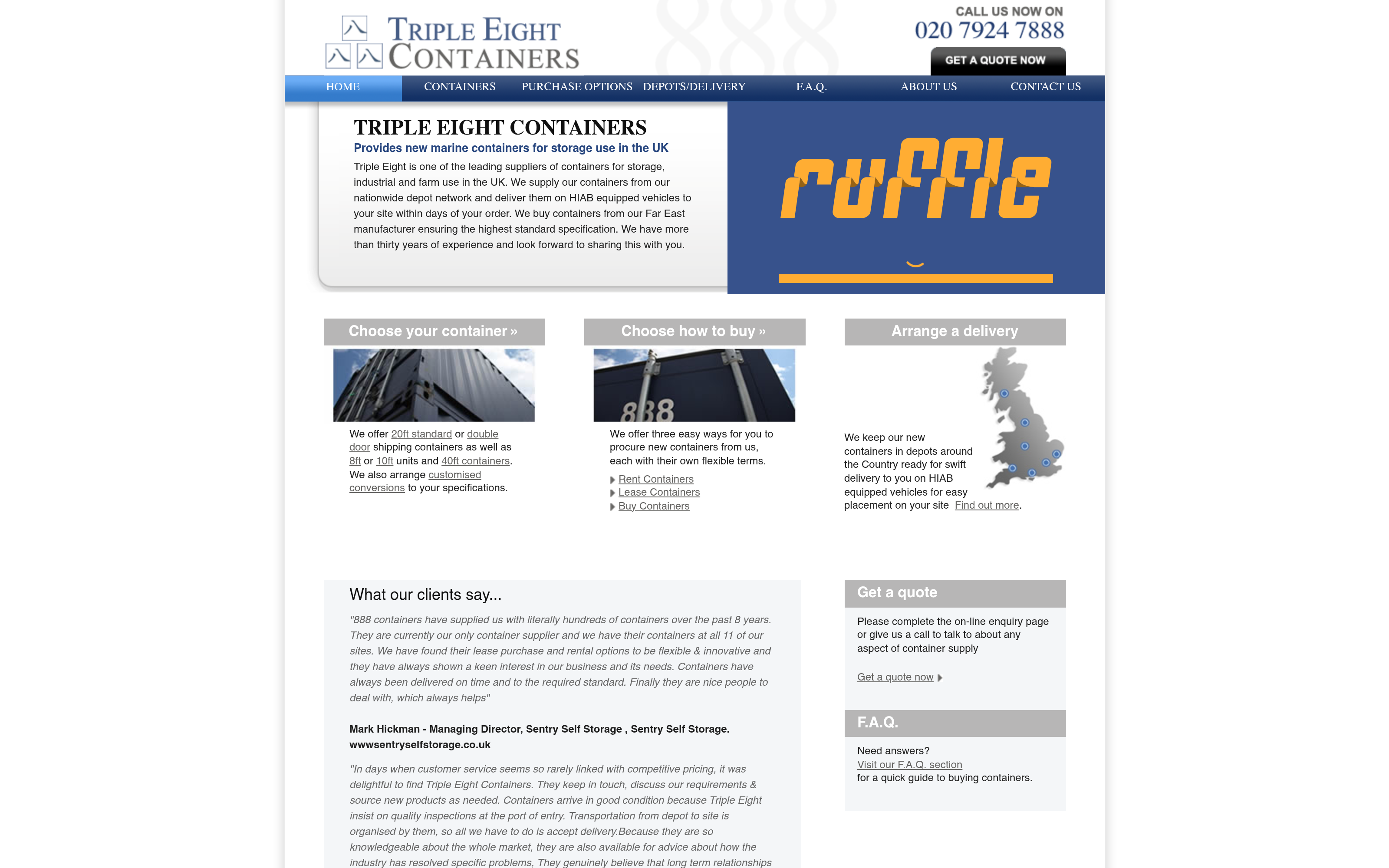 Previous Triple Eight Containers website, tripleeight.net